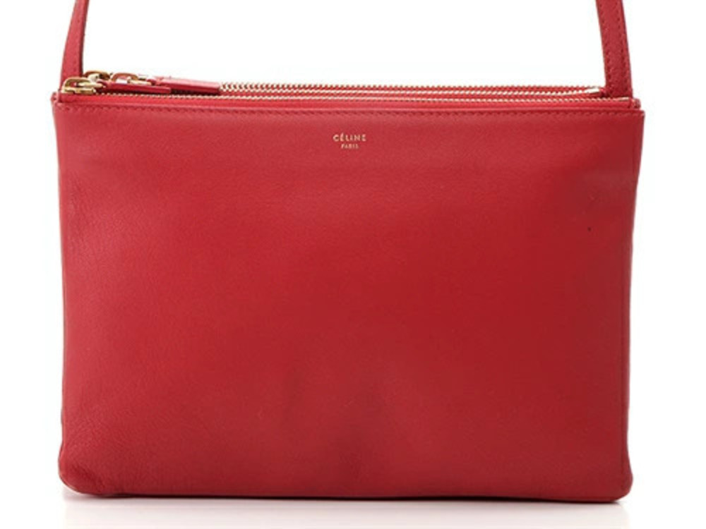 Celine Trio Bag Shoulder Red Leather